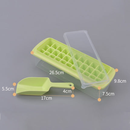 Creative 33 Grid DIY Ice Cube Box Plastic Homemade Ice Cube Mould with Cover & Shovel(Green)-garmade.com