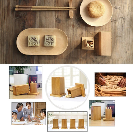 2 PCS Natural Bamboo Toothpick Box Square Restaurant Hotel Toothpick Can with Lid-garmade.com