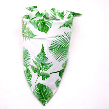 Pet Dog Triangle Scarf Flamingo Tropical Wind Series Saliva Towel Scarf, Size:S(Light Green Leaf)-garmade.com