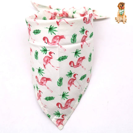 Pet Dog Triangle Scarf Flamingo Tropical Wind Series Saliva Towel Scarf, Size:S(Flamingo on White)-garmade.com