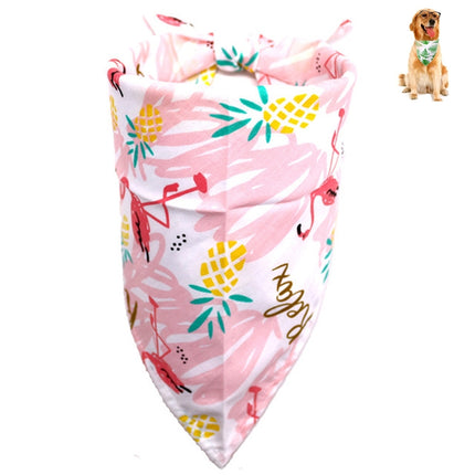 Pet Dog Triangle Scarf Flamingo Tropical Wind Series Saliva Towel Scarf, Size:S(Pink Flamingo)-garmade.com
