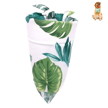 Pet Dog Triangle Scarf Flamingo Tropical Wind Series Saliva Towel Scarf, Size:M(Dark Green Leaf)-garmade.com