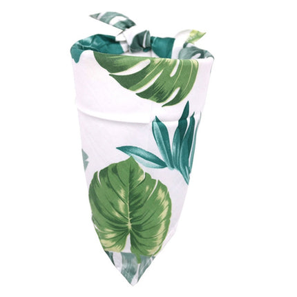 Pet Dog Triangle Scarf Flamingo Tropical Wind Series Saliva Towel Scarf, Size:M(Dark Green Leaf)-garmade.com