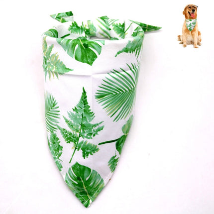 Pet Dog Triangle Scarf Flamingo Tropical Wind Series Saliva Towel Scarf, Size:M(Light Green Leaf)-garmade.com