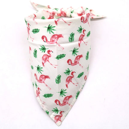 Pet Dog Triangle Scarf Flamingo Tropical Wind Series Saliva Towel Scarf, Size:M(Flamingo on White)-garmade.com