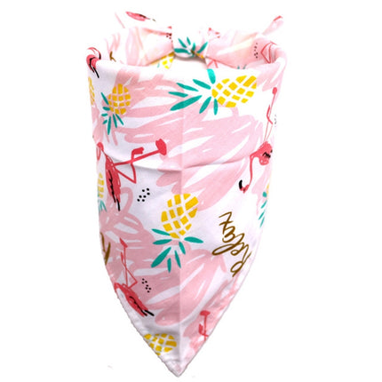 Pet Dog Triangle Scarf Flamingo Tropical Wind Series Saliva Towel Scarf, Size:M(Pink Flamingo)-garmade.com