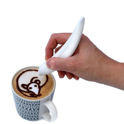 New Electric Latte Art Pen For Coffee Cake Pen For Spice Cake Decorating Pen Coffee Carving Pen Baking Pastry Tools(White)-garmade.com