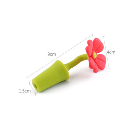 3 PCS Creative Wine Drink Preservation Stopper Flower Silicone Wine Stopper(Red Sun Flower)-garmade.com