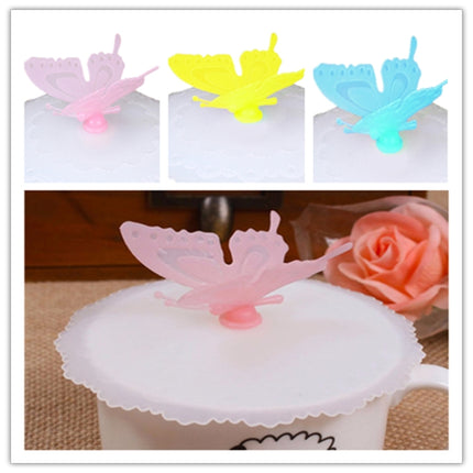 2 PCS Creative Dustproof Silicone Butterfly Transparent Lace Cup Cover(Pink)-garmade.com