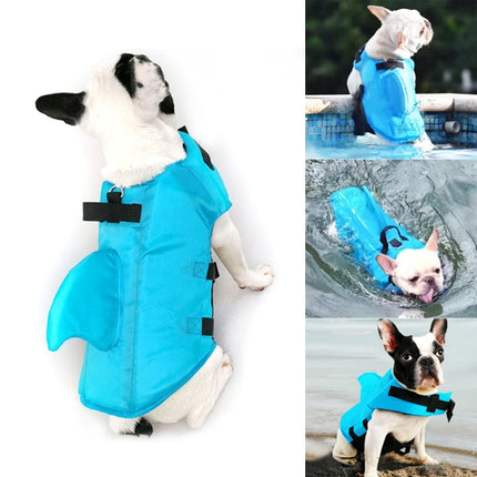 Summer Pet Life Jacket Dog Safety Clothes Dogs Swimwear Pets Safety Swimming Suit, Size:L(Blue)-garmade.com