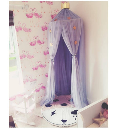 Baby Bed Curtain Hung Dome Mosquito Net Girls Crown Hanging Net Princess Tents(Blue)-garmade.com