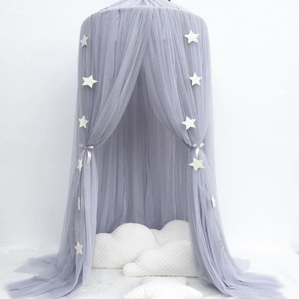 Baby Bed Curtain Hung Dome Mosquito Net Girls Crown Hanging Net Princess Tents(Khaki)-garmade.com