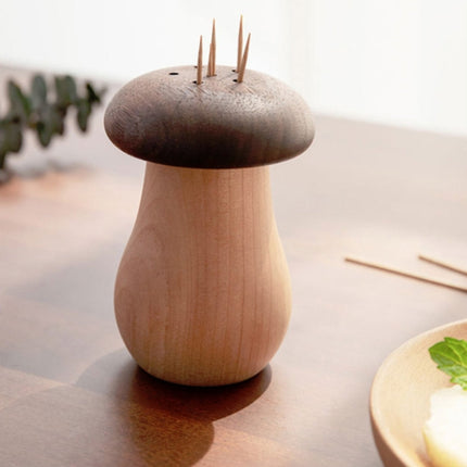 Kitchen Hotel Mushroom Shaped Wood Toothpick Box-garmade.com