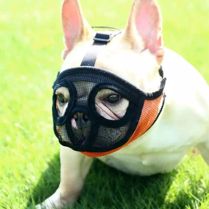 Pet Bulldog Mouth Cover Mask Pet Supplies，Full Net Cover Version, Size:XS(Gray)-garmade.com