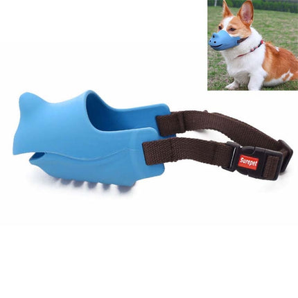 Pet Dog Muzzle Anti-bite Anti-call Silicone Muzzle, Size:XL(Blue)-garmade.com