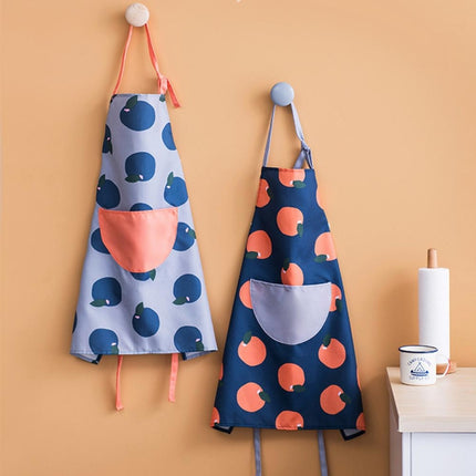 Orange Pattern Adjustable Polyester Kitchen Apron For Cooking(Navy)-garmade.com