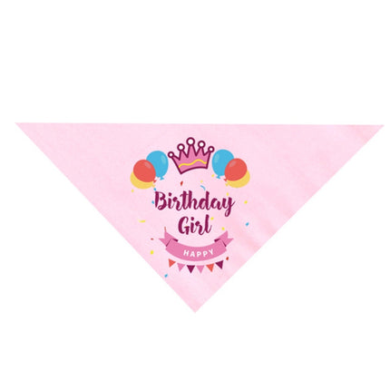 2 PCS Pet Birthday Saliva Towel Double Cotton Triangle Scarf(Pink)-garmade.com