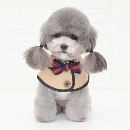 Dog Shawl Saliva Towel Scarf Pet Bow Tie Jewelry Accessories, Size:S(Khaki)-garmade.com