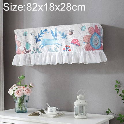 82x18x28cm Fresh Literary Chiffon Lace Bedroom Air Conditioning Dust Cover(Big Flower Blue Rabbit)-garmade.com