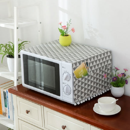 Cotton Linen Universal Microwave Oven Dustproof Storage Cover(Grey Triangle)-garmade.com