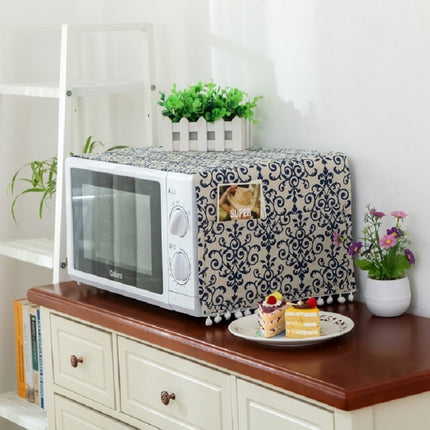 Cotton Linen Universal Microwave Oven Dustproof Storage Cover(Blue and White Porcelain)-garmade.com