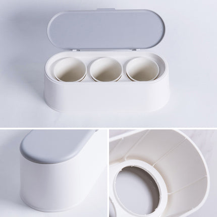 Seasoning Jar Set Home Kitchen Spice Box Creative Ceramic Salt Pot with Lid(Gray White)-garmade.com