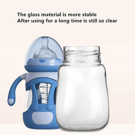 High Borosilicate Glass Baby Bottle with Silicone Sleeve, Capacity:240ml(Green)-garmade.com