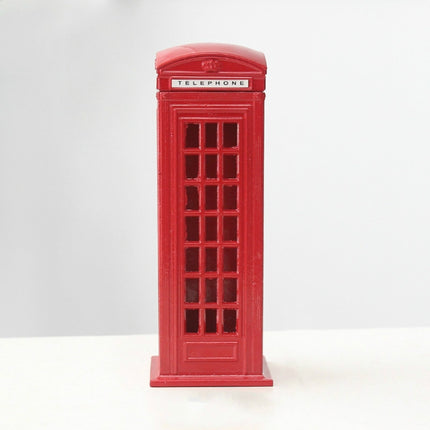 Retro Tin Alloy Telephone Booth Postbox Piggy Bank Decoration(Telephone Booth)-garmade.com