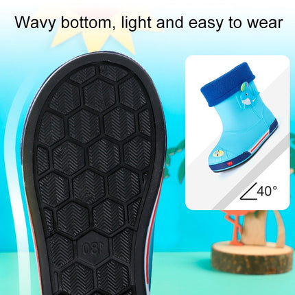 Children Non-Slip Plus Velvet Warm Cartoon Short Rain Boots, Size:Inner Length 19cm, Style:With Cotton Cover(Sky Blue)-garmade.com