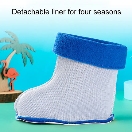 Children Non-Slip Plus Velvet Warm Cartoon Short Rain Boots, Size:Inner Length 20cm, Style:With Cotton Cover(Dark Blue)-garmade.com