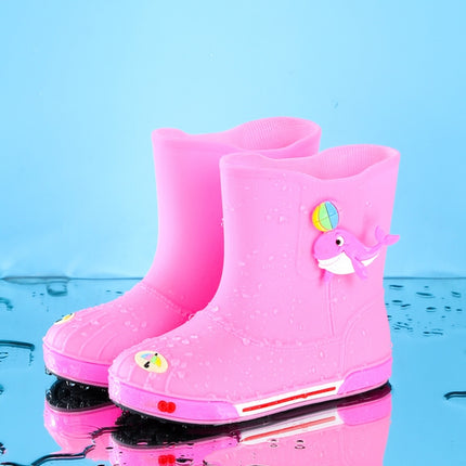 Children Non-Slip Plus Velvet Warm Cartoon Short Rain Boots, Size:Inner Length 15cm, Style:Without Cotton Cover(Pink)-garmade.com