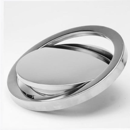 Embedded Type Stainless Steel Swing Cover Flip Kitchen Countertop Trash Can Lid Cap, Size:Round Mirror 24.5cm Diameter(Silver)-garmade.com