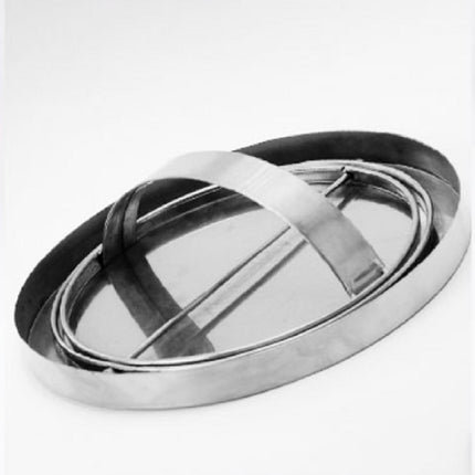 Embedded Type Stainless Steel Swing Cover Flip Kitchen Countertop Trash Can Lid Cap, Size:Round Mirror 24.5cm Diameter(Silver)-garmade.com