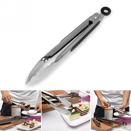 Stainless Steel Silicone Handle Kitchen Food Meat Barbecue Clip, Size:14 inch-garmade.com