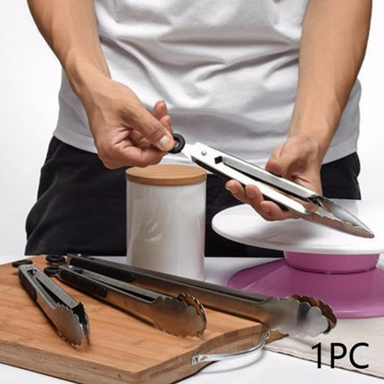 Stainless Steel Silicone Handle Kitchen Food Meat Barbecue Clip, Size:14 inch-garmade.com