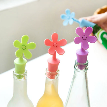 5 PCS Silicone Wine Stopper Flower Beer Stopper(Red)-garmade.com