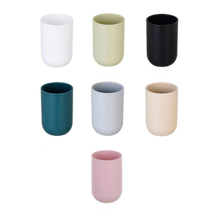 Simple Cute Brushing Cup Couple Plastic Mouthwash Cup, Pattern:Pure Color(Light khaki)-garmade.com
