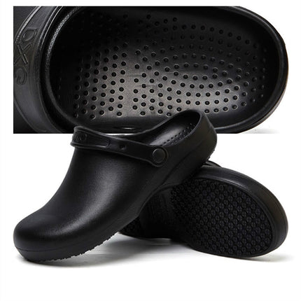 Kitchen Chef Shoes Food Service Non-slip Water-proof Oil-Proof Slippers, Size:36(Black)-garmade.com