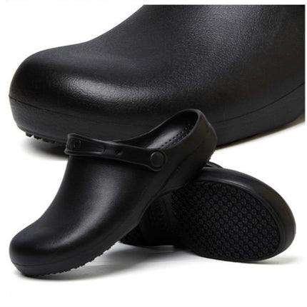 Kitchen Chef Shoes Food Service Non-slip Water-proof Oil-Proof Slippers, Size:36(Black)-garmade.com