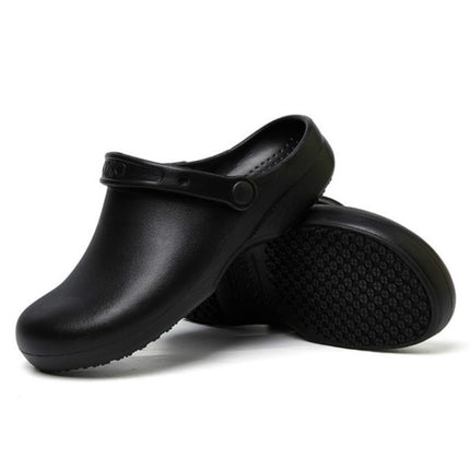 Kitchen Chef Shoes Food Service Non-slip Water-proof Oil-Proof Slippers, Size:39(Black)-garmade.com