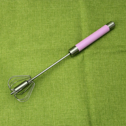 Stainless Steel Semi-automatic Stirring Press Rotary Egg Beater, 30cm, Random Color Delivery-garmade.com