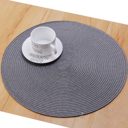 PP Environmentally Friendly Hand-woven Placemat Insulation Mat Decoration, Size:18cm(Silver Grey)-garmade.com