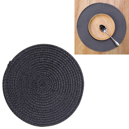 PP Environmentally Friendly Hand-woven Placemat Insulation Mat Decoration, Size:18cm(Black)-garmade.com