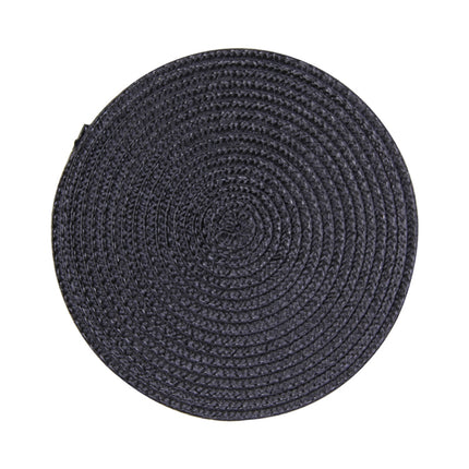 PP Environmentally Friendly Hand-woven Placemat Insulation Mat Decoration, Size:18cm(Black)-garmade.com
