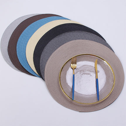 PP Environmentally Friendly Hand-woven Placemat Insulation Mat Decoration, Size:18cm(Silver Grey)-garmade.com