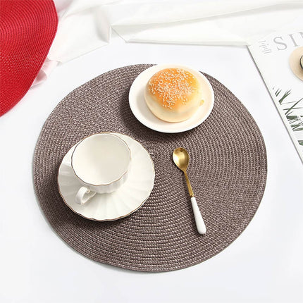 PP Environmentally Friendly Hand-woven Placemat Insulation Mat Decoration, Size:38cm(Brown)-garmade.com