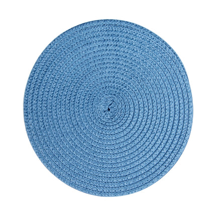 PP Environmentally Friendly Hand-woven Placemat Insulation Mat Decoration, Size:38cm(Blue)-garmade.com