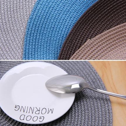PP Environmentally Friendly Hand-woven Placemat Insulation Mat Decoration, Size:38cm(Blue)-garmade.com