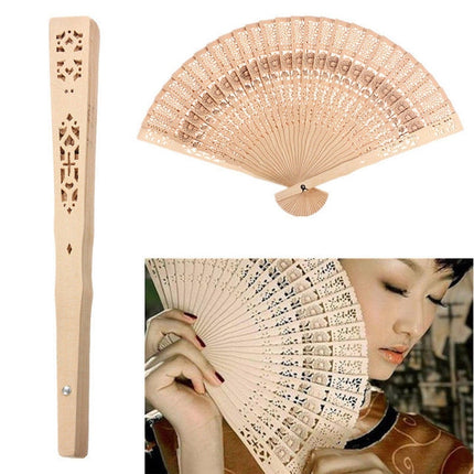2 PCS Ancient Style Fragrant Wood Fan Folding Fan Dance Fan Solid Craft Fan, Size:8 inch-garmade.com