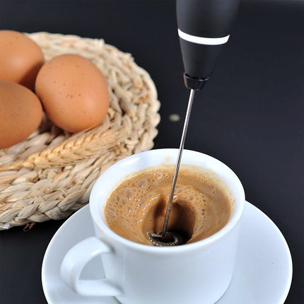 Kitchen Electric Hand-held Egg Beater Milk Coffee Mixer Stainless Steel Mini Handle Mixer(Black)-garmade.com